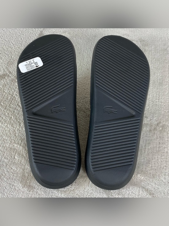 LaCoste Croco Slide Shoes Mens Size 8 Black Comfort Sandals Logo NEW main image 3